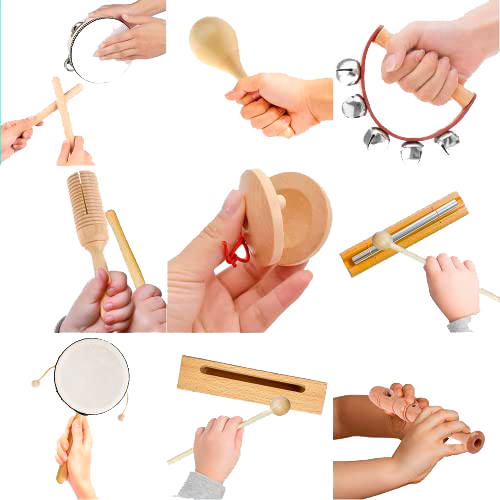 Kit 10 Instrumentos de Madeira Montessori