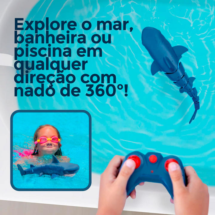 Tubarão Articulado de Controle Remoto + 1 Bateria Extra de Brinde